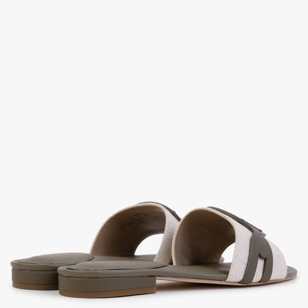 Alegra Canvas & Leather Natural Sage Logo Mules