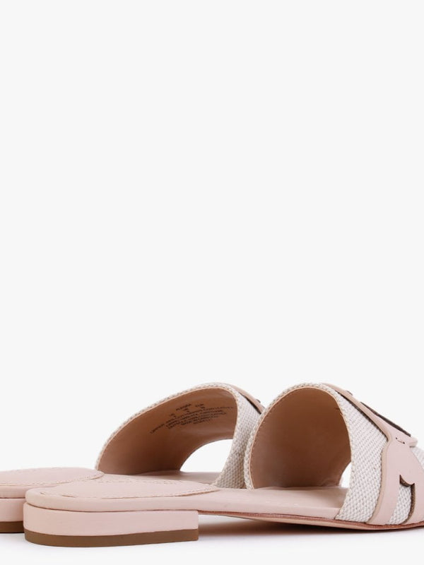 Alegra Canvas & Leather Natural Pink Logo Mules