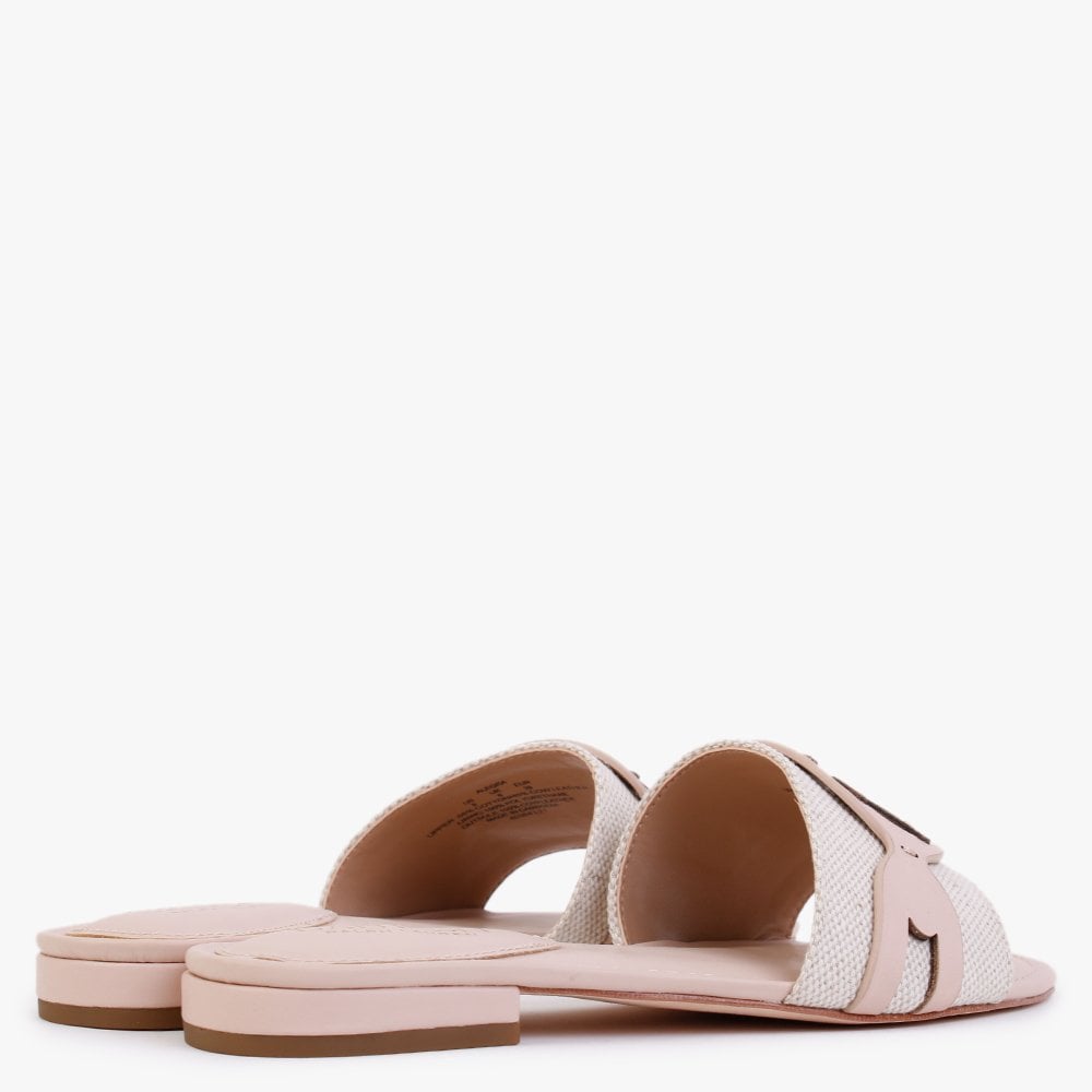 Alegra Canvas & Leather Natural Pink Logo Mules