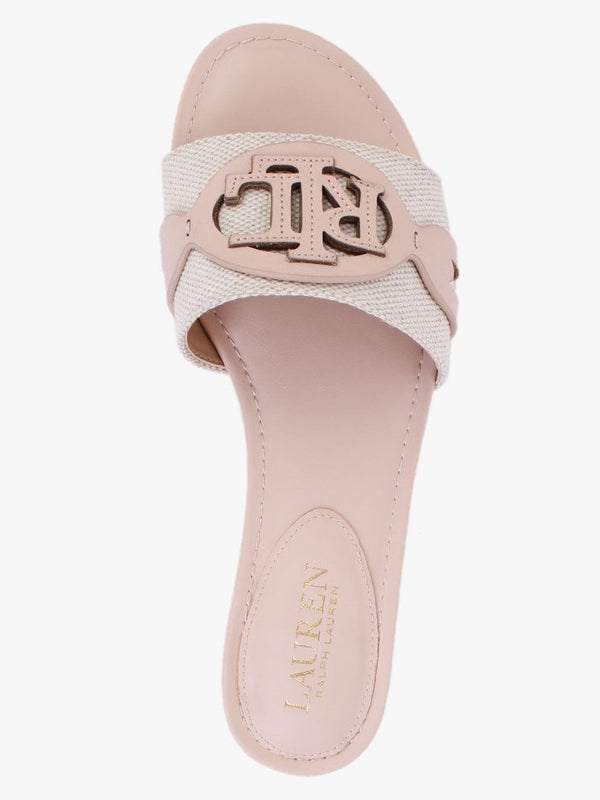 Alegra Canvas & Leather Natural Pink Logo Mules