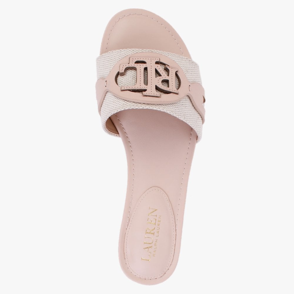Alegra Canvas & Leather Natural Pink Logo Mules