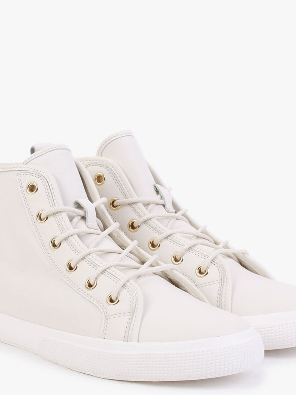Jinger Cream Leather High Top Trainers