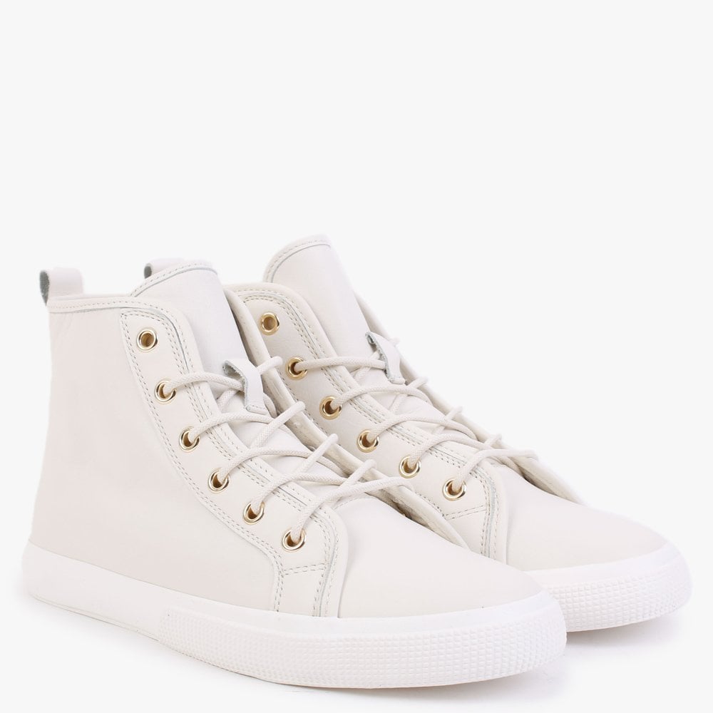Jinger Cream Leather High Top Trainers