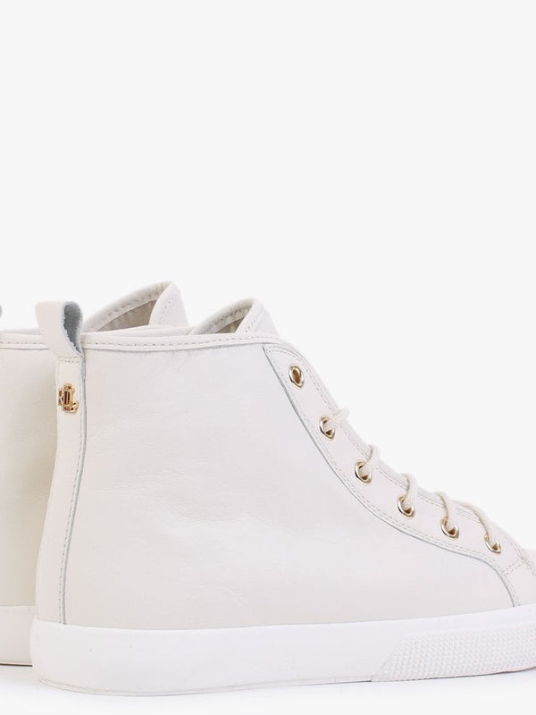 Jinger Cream Leather High Top Trainers