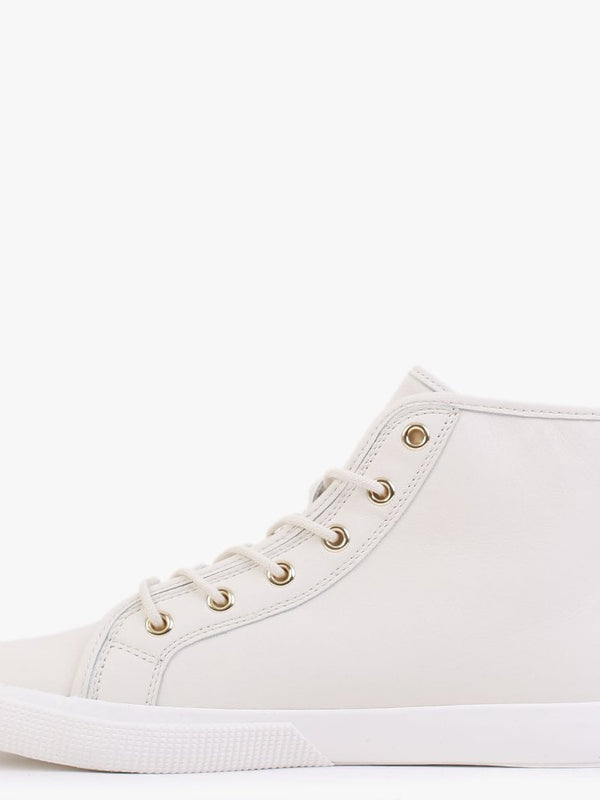 Jinger Cream Leather High Top Trainers
