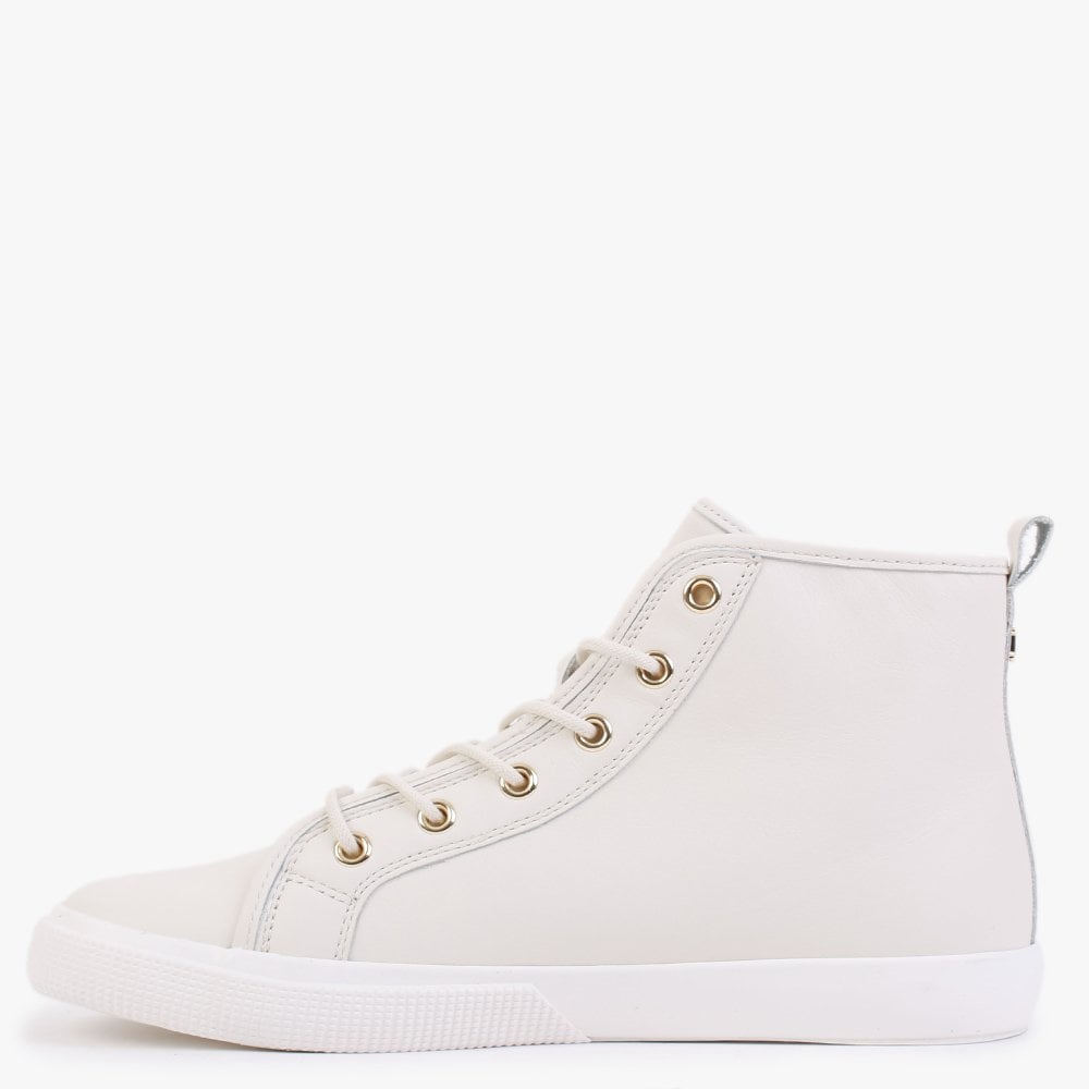 Jinger Cream Leather High Top Trainers