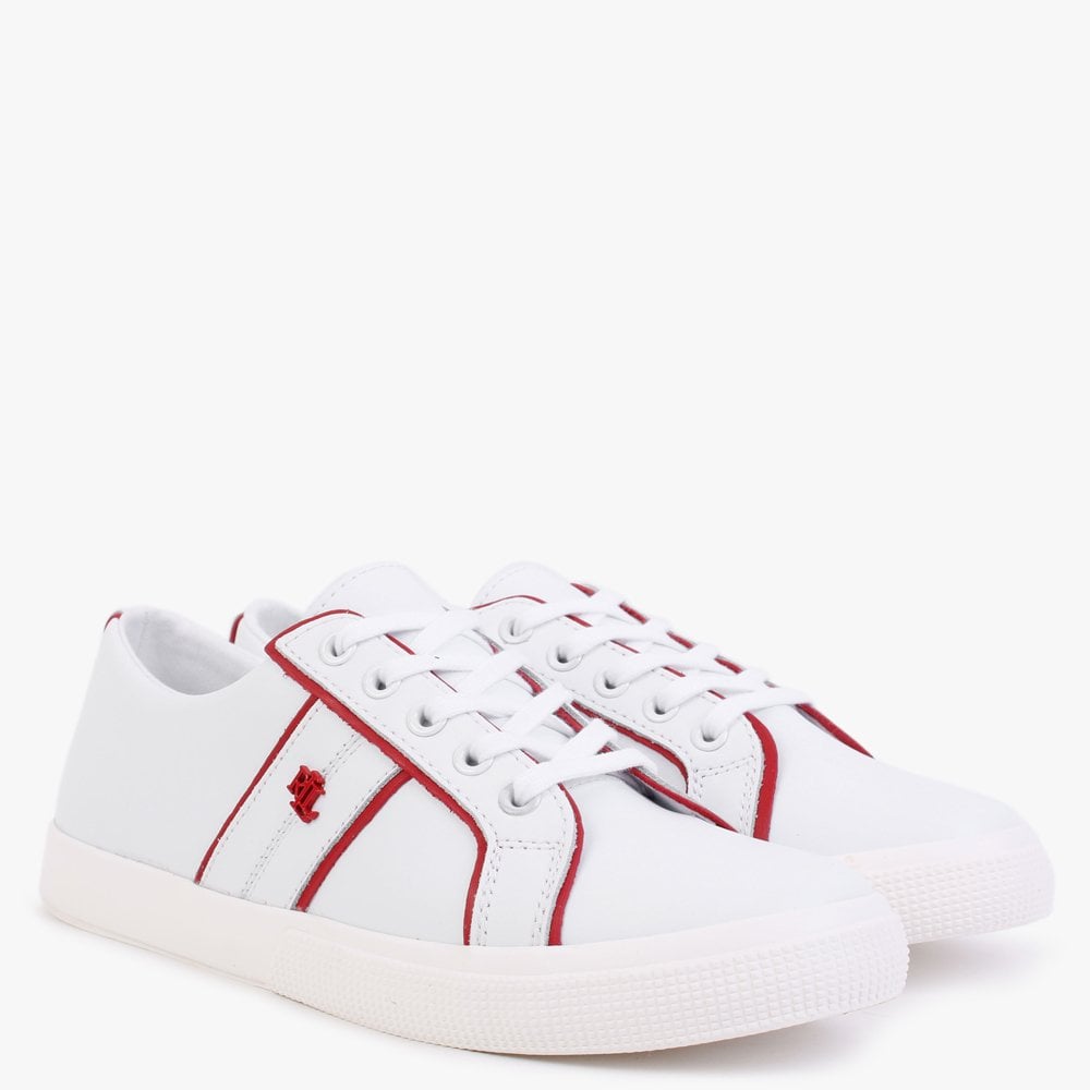 Janson II White Leather Red Trim Trainers
