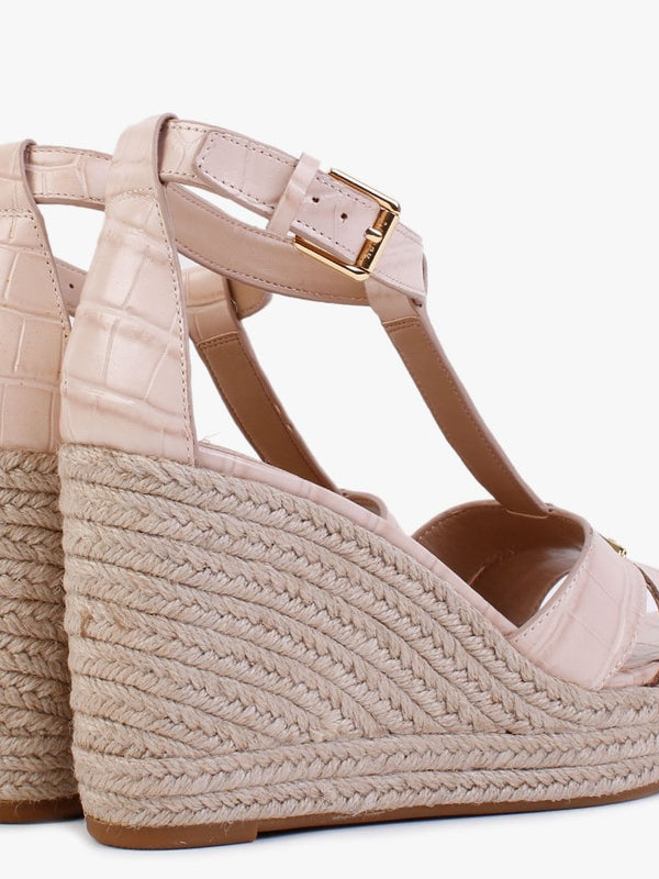 Hale Pink Moc Croc Leather Wedge Espadrilles