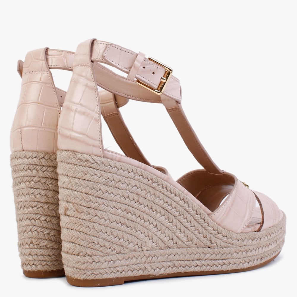 Hale Pink Moc Croc Leather Wedge Espadrilles