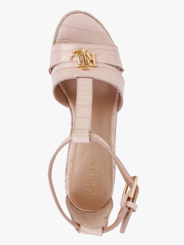 Hale Pink Moc Croc Leather Wedge Espadrilles