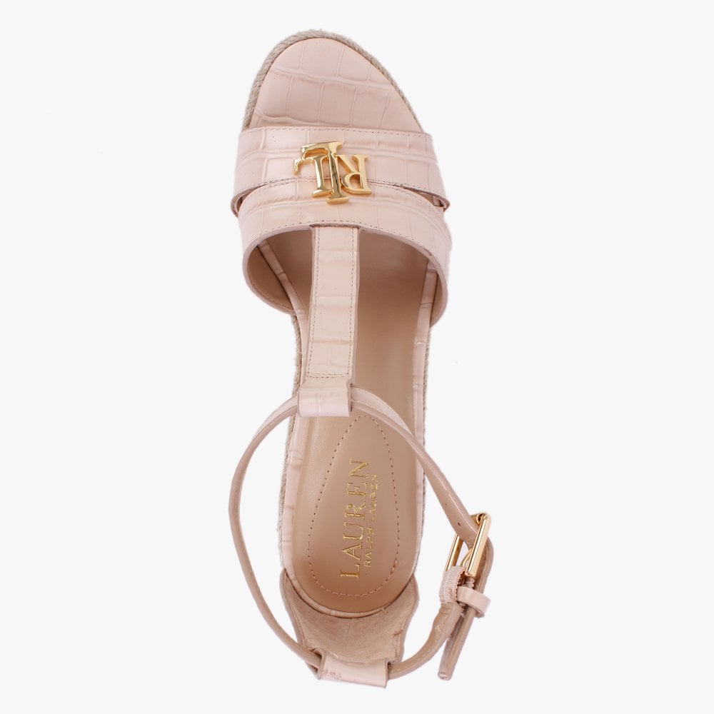 Hale Pink Moc Croc Leather Wedge Espadrilles