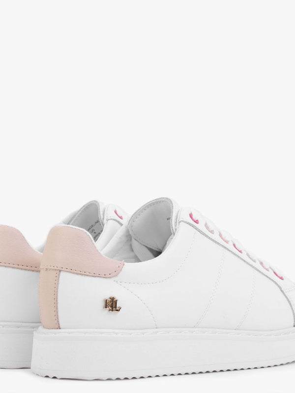 Angeline II White & Pink Leather Trainers
