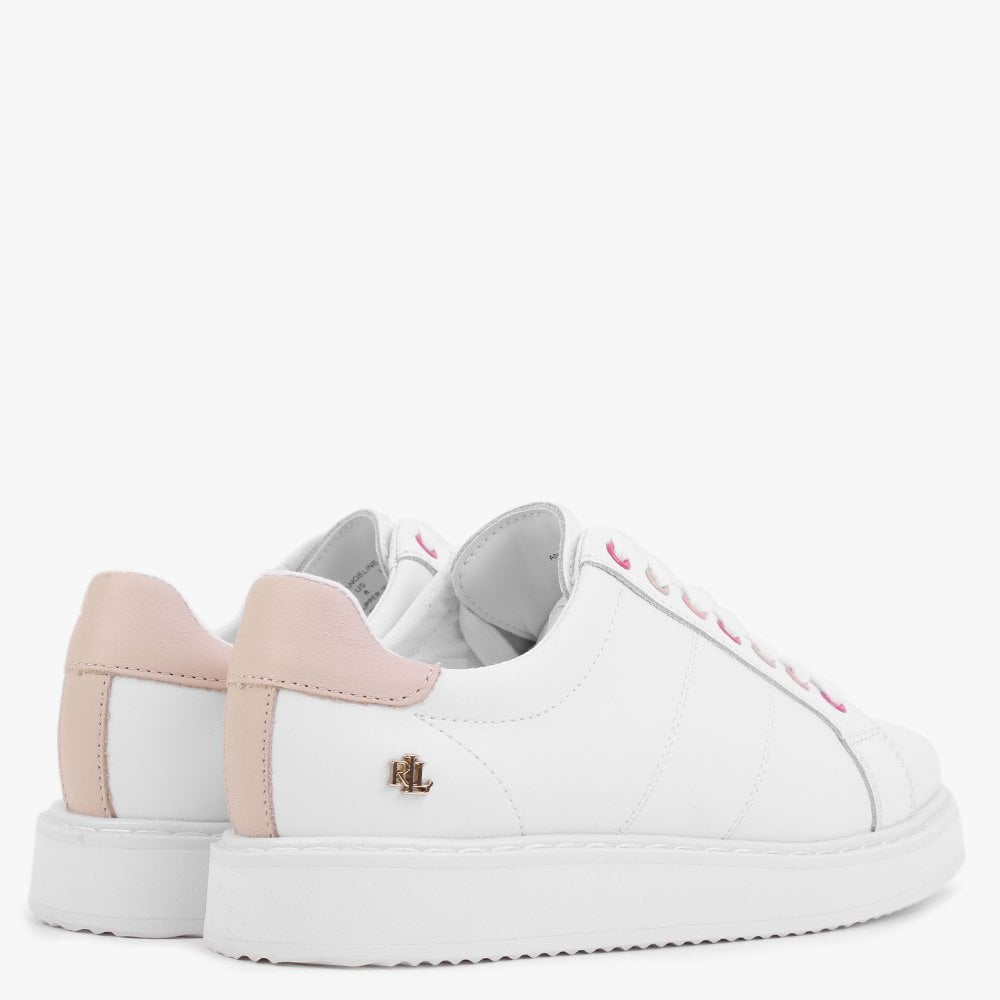 Angeline II White & Pink Leather Trainers