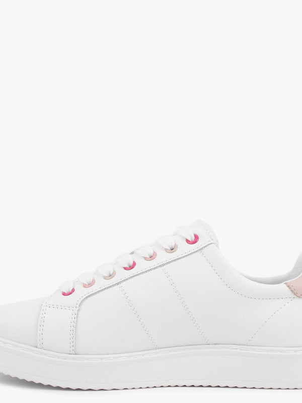 Angeline II White & Pink Leather Trainers
