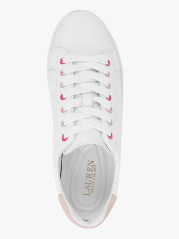 Angeline II White & Pink Leather Trainers