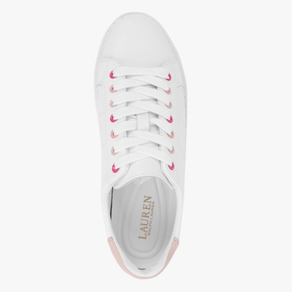 Angeline II White & Pink Leather Trainers