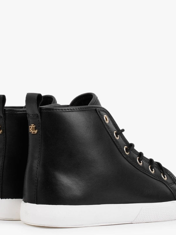 Jinger Black Leather High Top Trainers