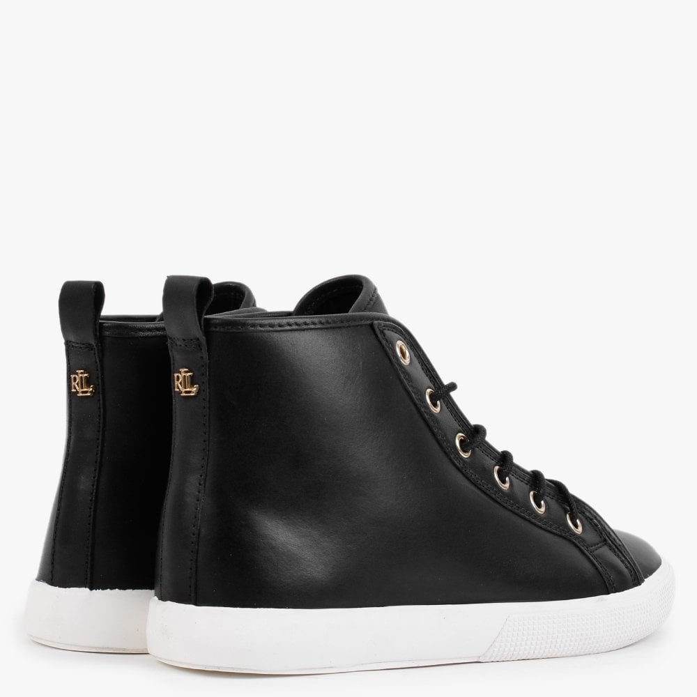 Jinger Black Leather High Top Trainers