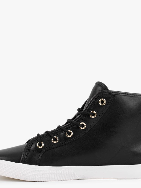 Jinger Black Leather High Top Trainers