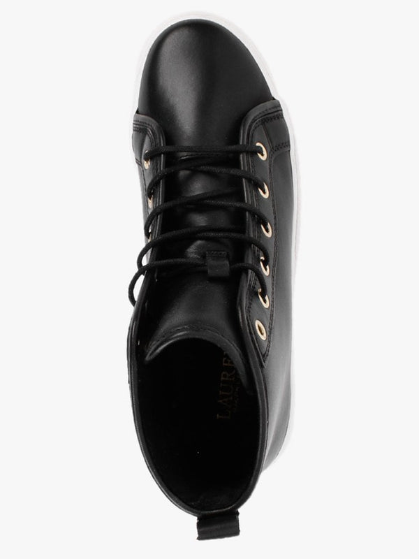 Jinger Black Leather High Top Trainers
