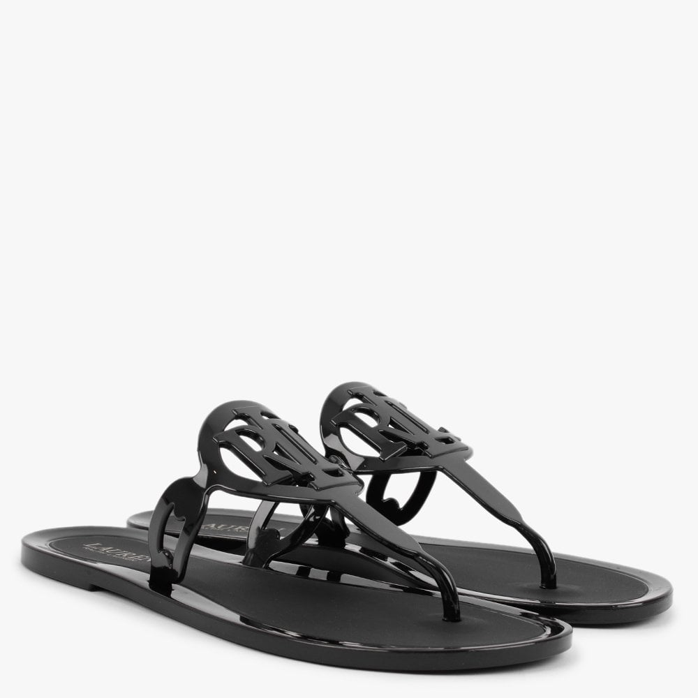 Audrie Black Jelly Logo Sandals
