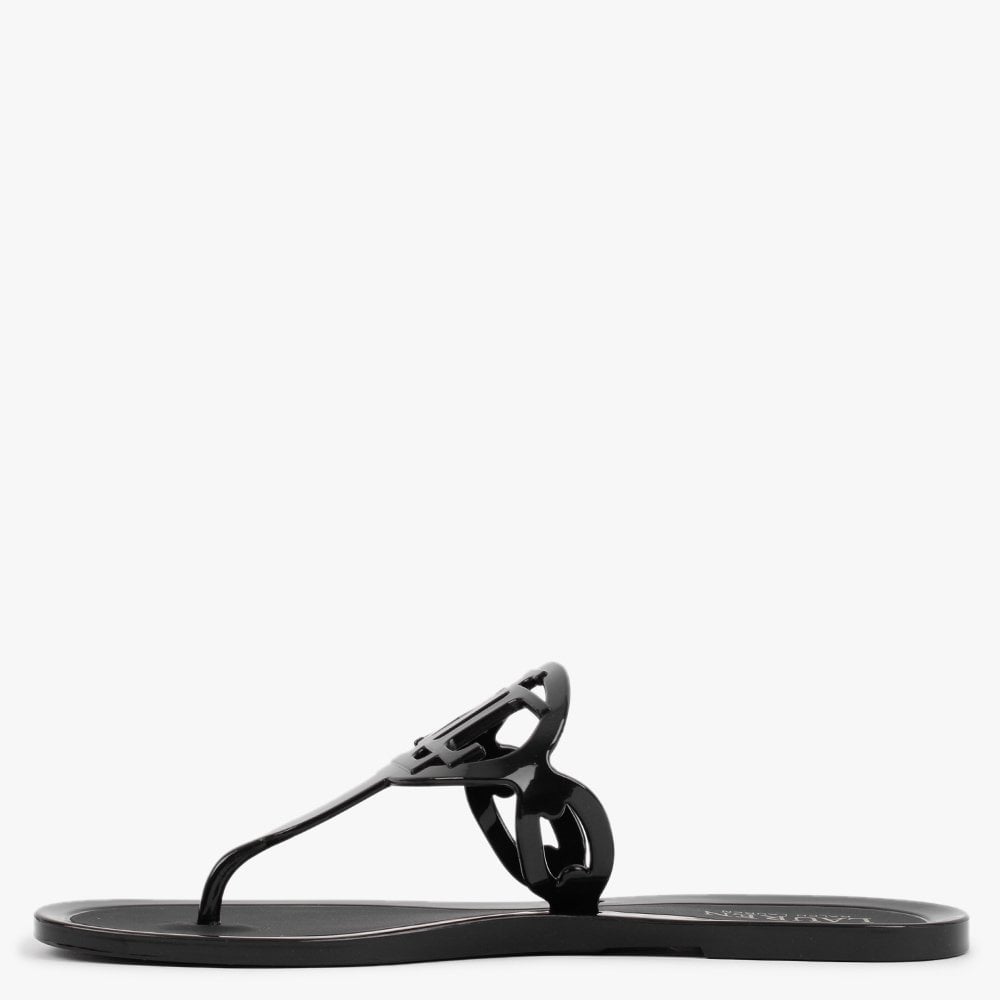 Audrie Black Jelly Logo Sandals