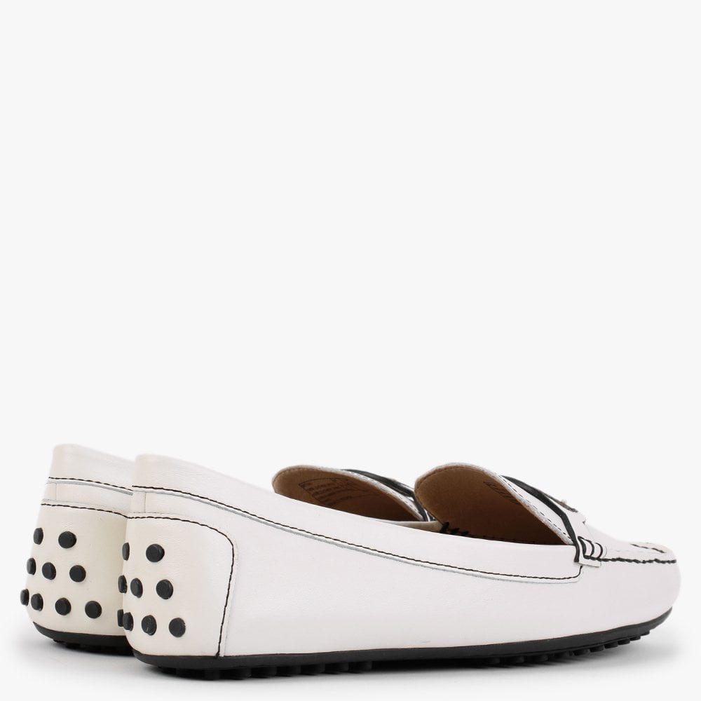 Brynn Driver Vanilla Black Leather Loafers