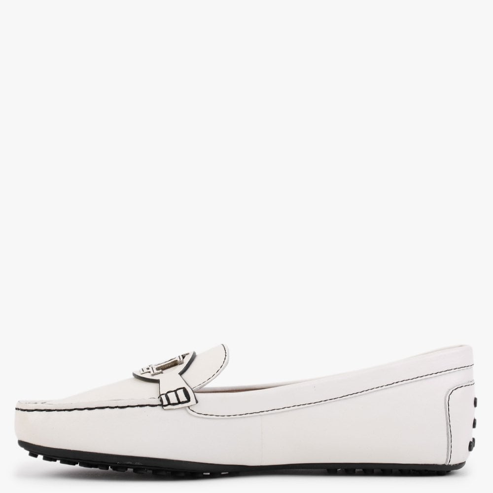 Brynn Driver Vanilla Black Leather Loafers