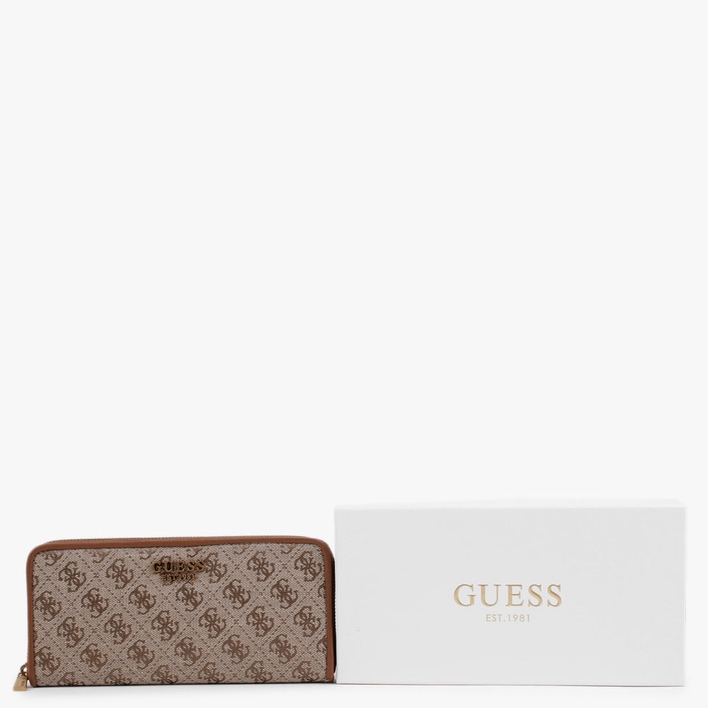 Aviana Latte & Cognac Logo Zip Around Wallet