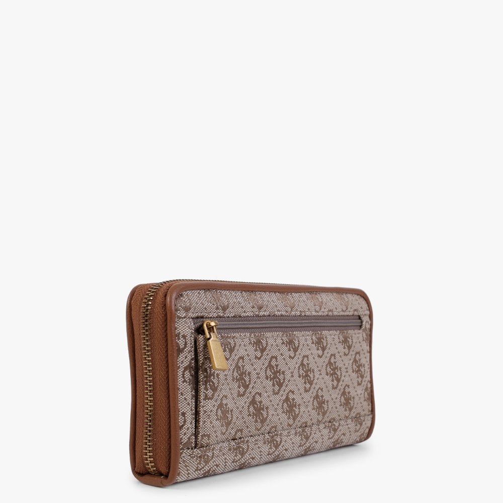 Aviana Latte & Cognac Logo Zip Around Wallet
