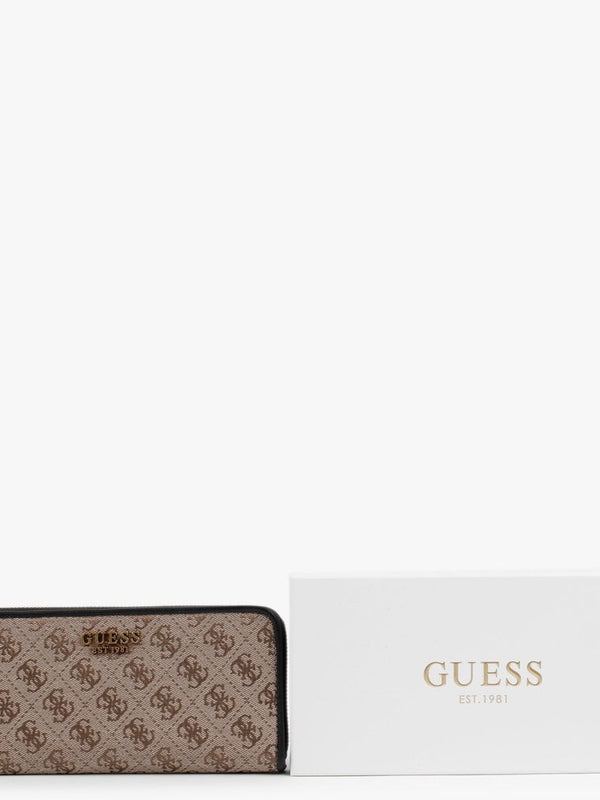 Aviana Latte & Black Logo Zip Around Wallet