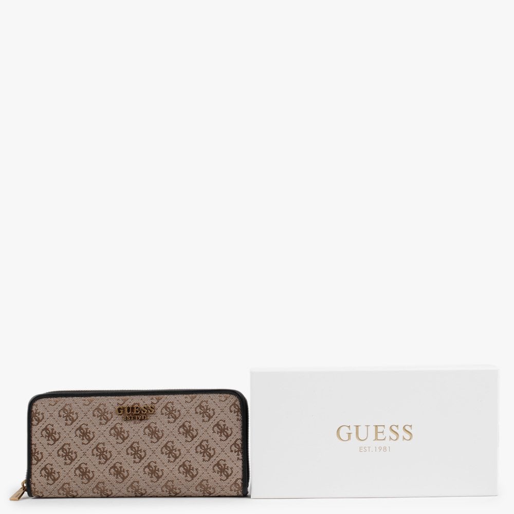 Aviana Latte & Black Logo Zip Around Wallet