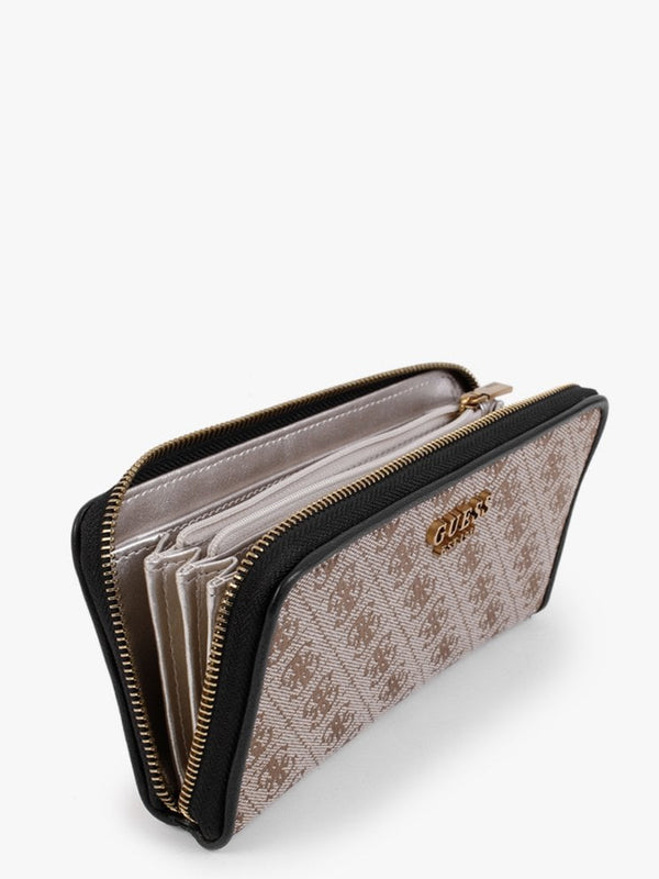 Aviana Latte & Black Logo Zip Around Wallet