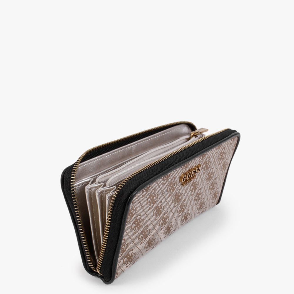 Aviana Latte & Black Logo Zip Around Wallet