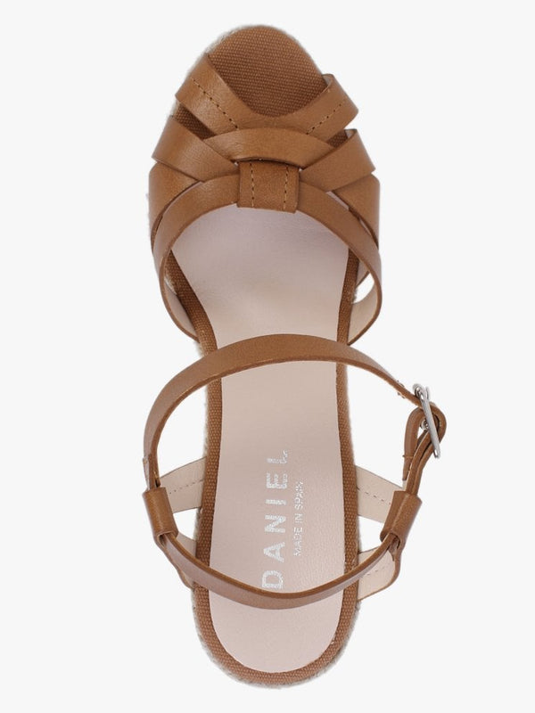 Kophy Tan Leather Wedge Sandals