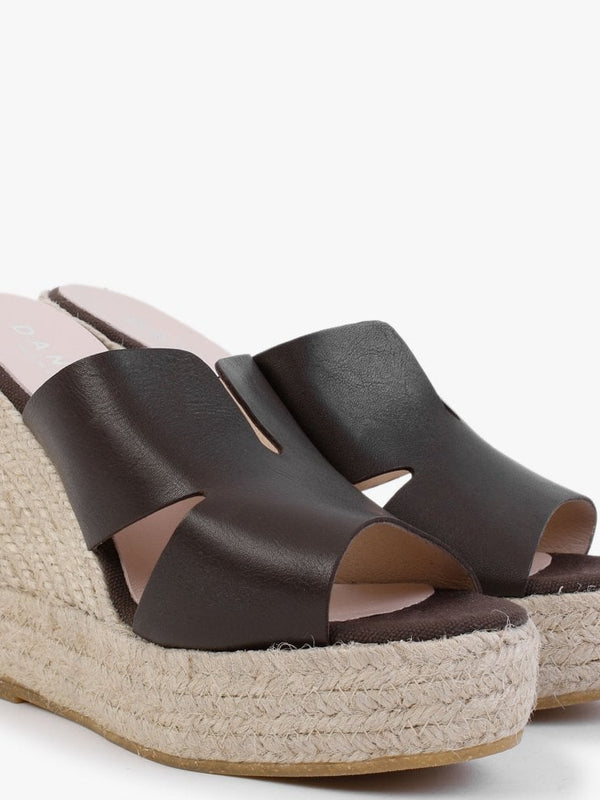 Kophia Brown Leather Wedge Espadrilles