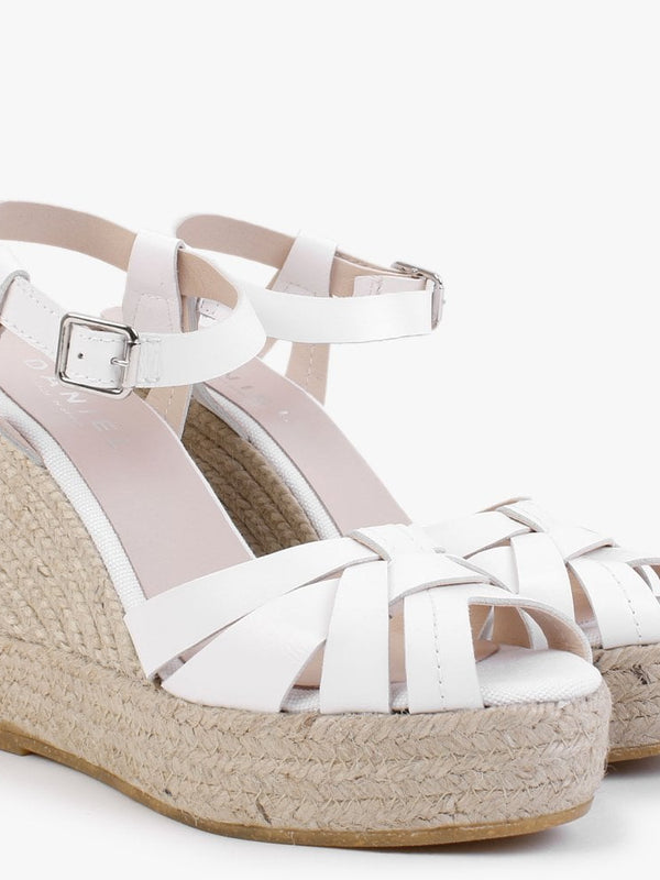 Kophy White Leather Wedge Sandals