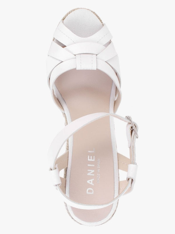 Kophy White Leather Wedge Sandals