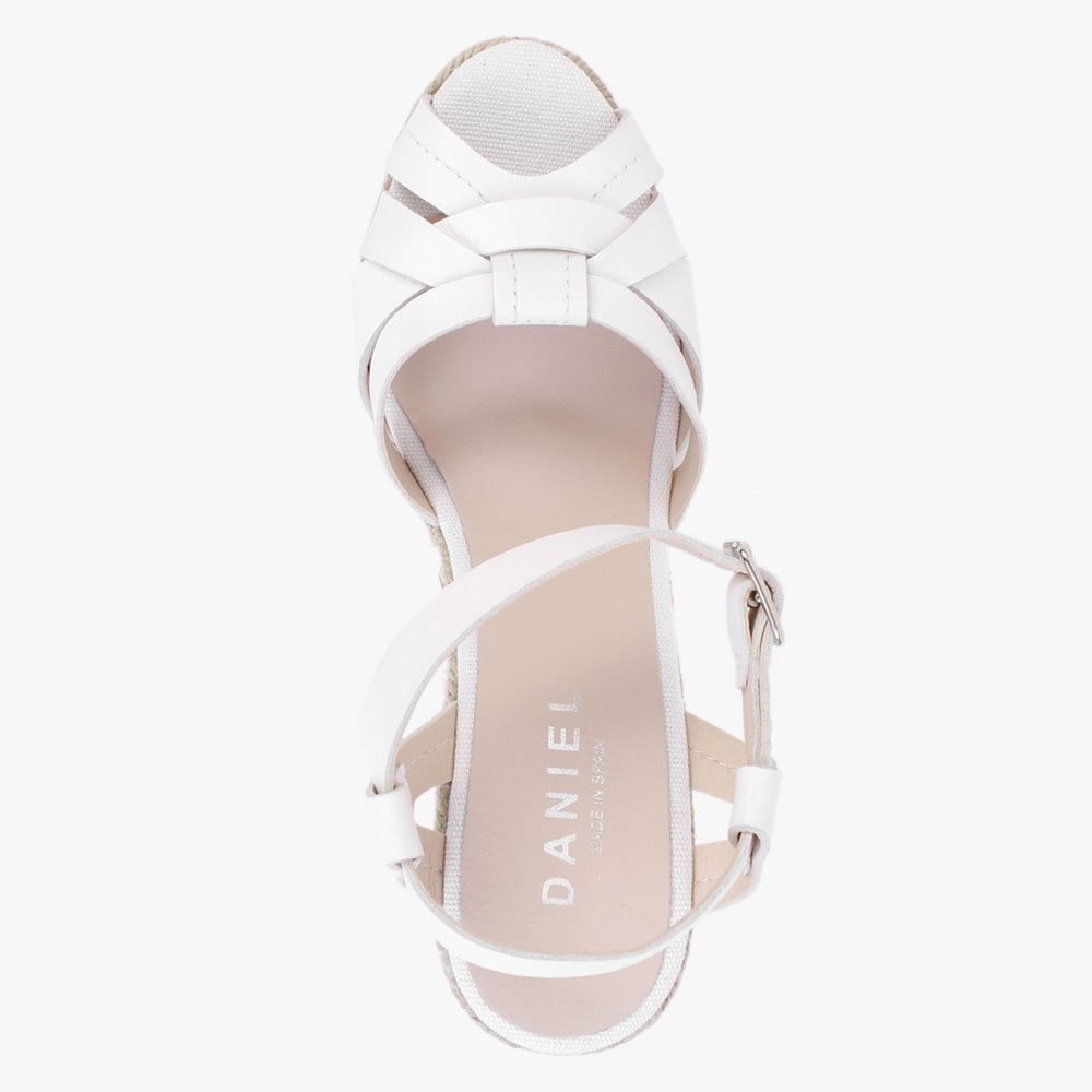 Kophy White Leather Wedge Sandals