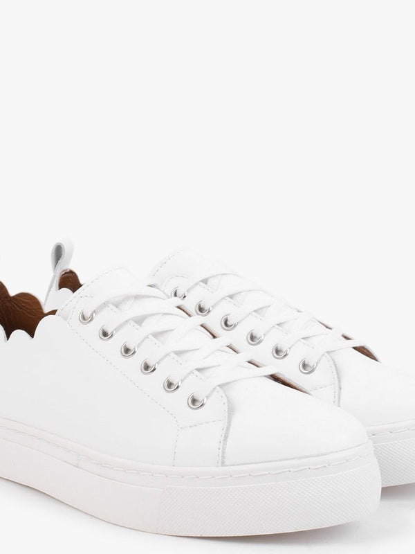 Scallop White Leather Trainers