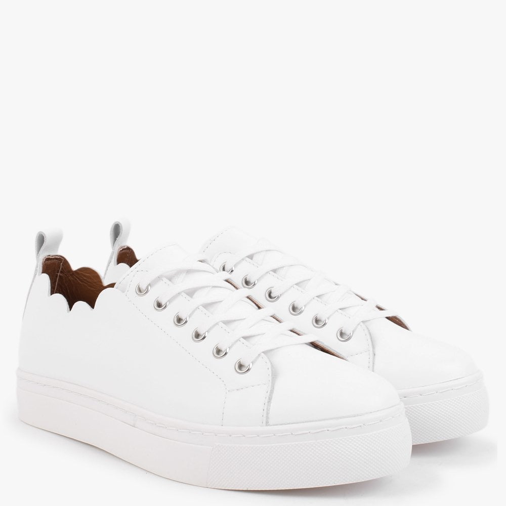 Scallop White Leather Trainers