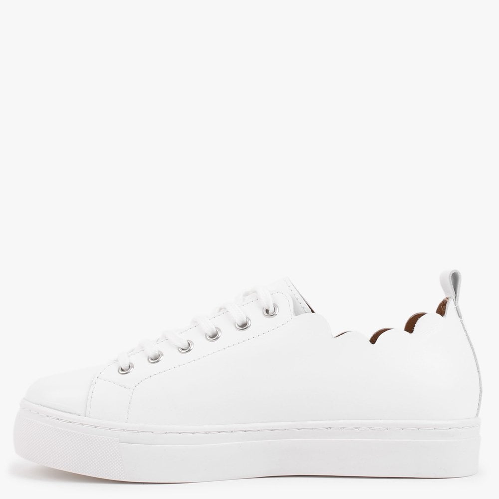 Scallop White Leather Trainers