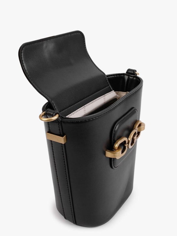 Hensely Black Cross-Body Bucket Bag