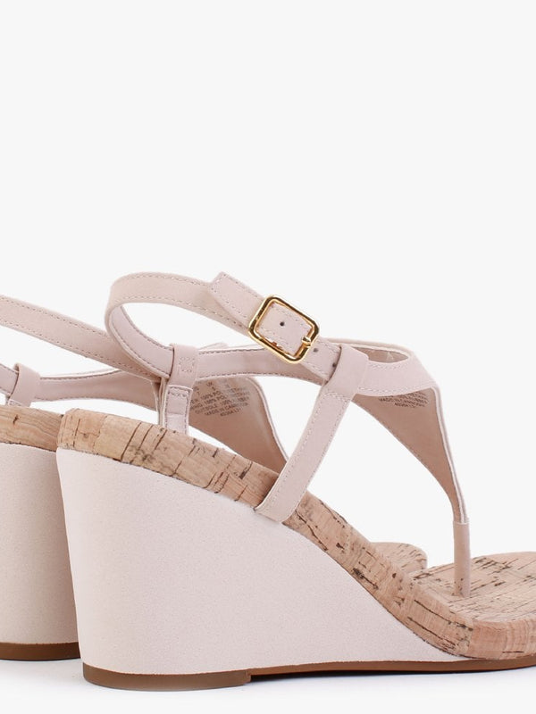 Jeannie Pink Toe Post Wedge Sandals
