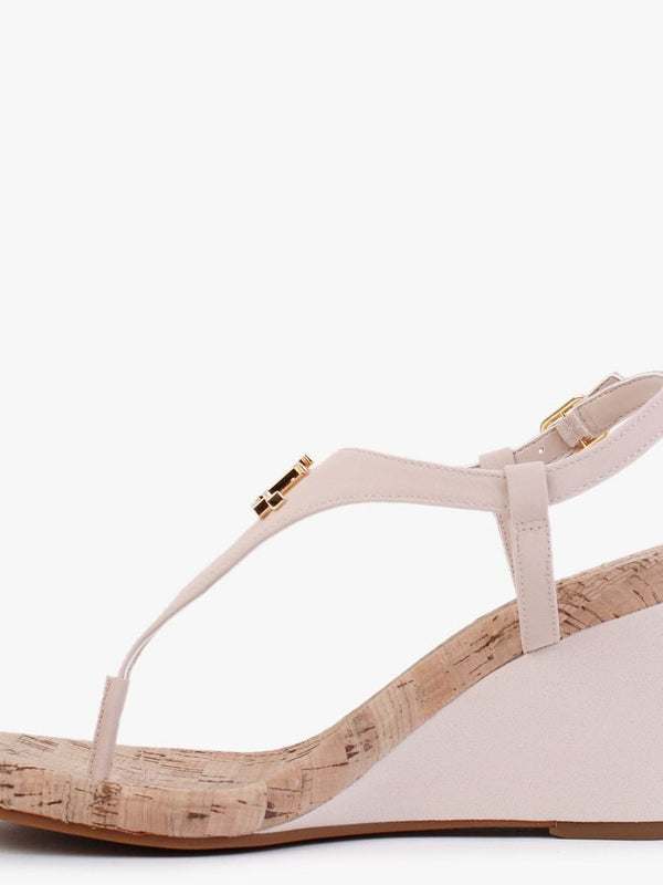 Jeannie Pink Toe Post Wedge Sandals
