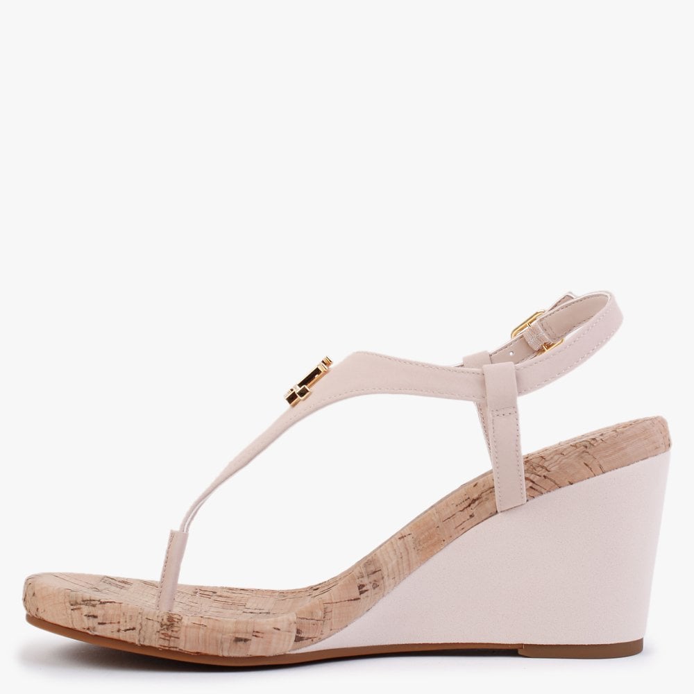 Jeannie Pink Toe Post Wedge Sandals