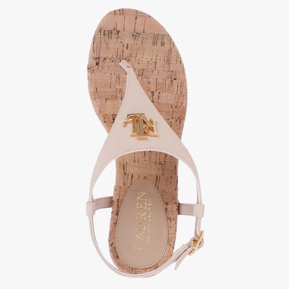 Jeannie Pink Toe Post Wedge Sandals