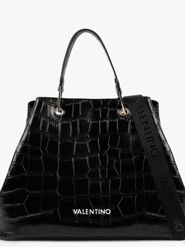 Pear Black Moc Croc Shopper Bag