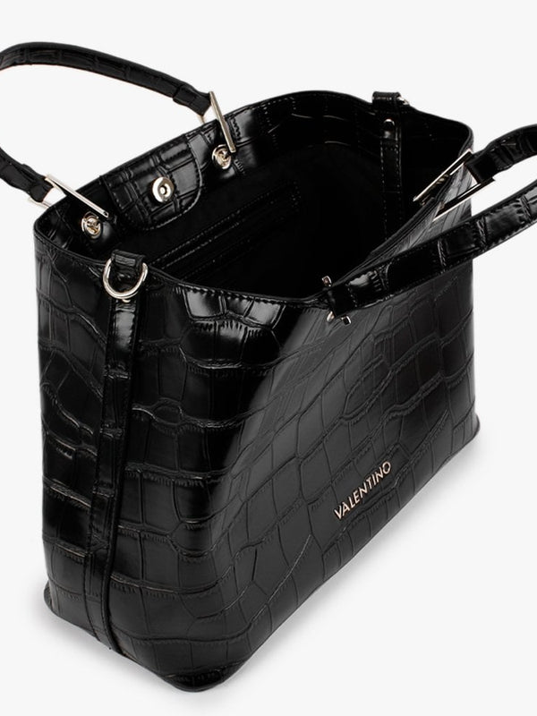 Pear Black Moc Croc Shopper Bag