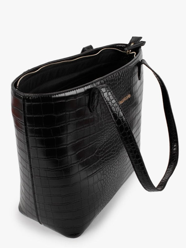 Amaranth Black Moc Croc Shopper Bag